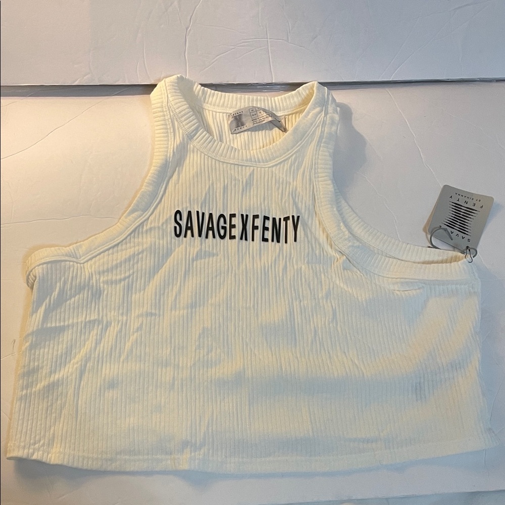 Savage X Fenty Women's White Ribbed Crop Top size 2X